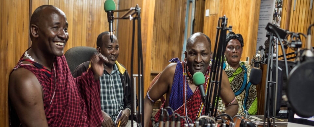 members of the Maasai tribe during a radio appearance
